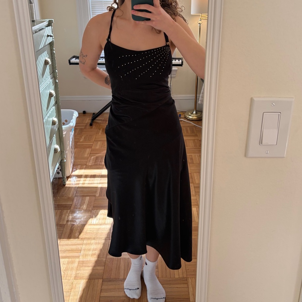 Cachet Black Midi Dress with Studded Bodice